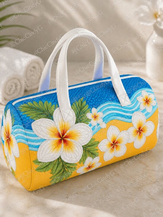 Handbags - Tropical Plumeria Weekender Travel Bag Boho Floral Duffel Tote